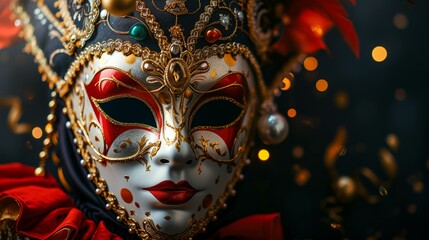 a mask with feathers - obrazy, fototapety, plakaty