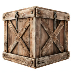 Wooden crate isolated on white background, cinematic, png
