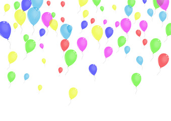 Colorful Surprise Background White Vector. Air Congratulation Set. Yellow Gift. Green Confetti. Balloon Realistic Card.