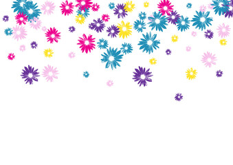 Color Leaf Background White Vector. Plant Childhood Banner. Pink Chamomile Cute. Floral Textile. Duplicate Blue Flower.