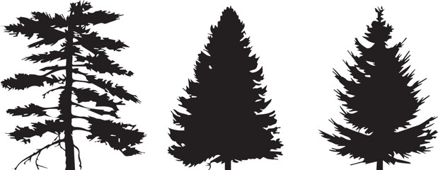 Set Trees. Hand drawn vector illustration	 - obrazy, fototapety, plakaty