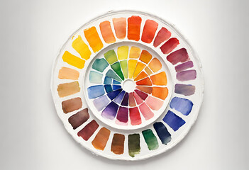 Vivid Expressions: A Watercolor Color Palette Drawn with Artistic Finesse, Isolated on White – Unveiling a Spectrum of Creative Possibilities
