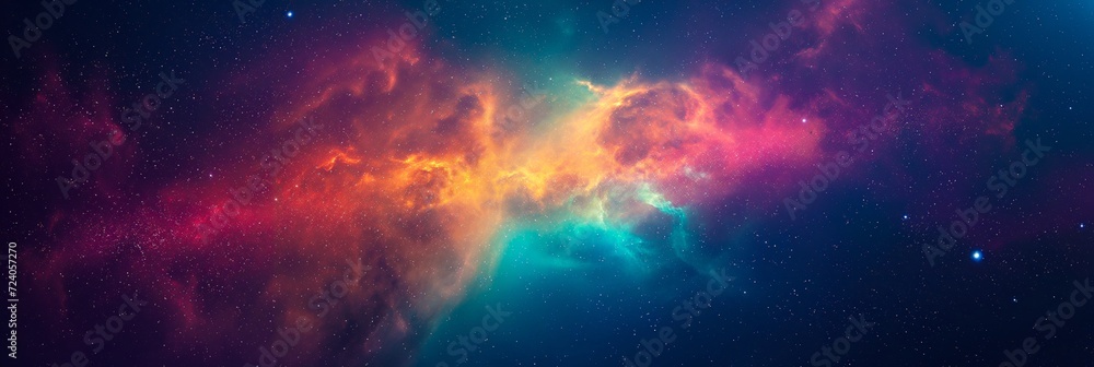 Poster beautiful outer space background with colorful nebula - ai generated