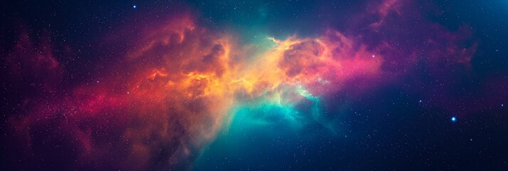 Obraz na płótnie Canvas Beautiful outer space background with colorful nebula - AI Generated