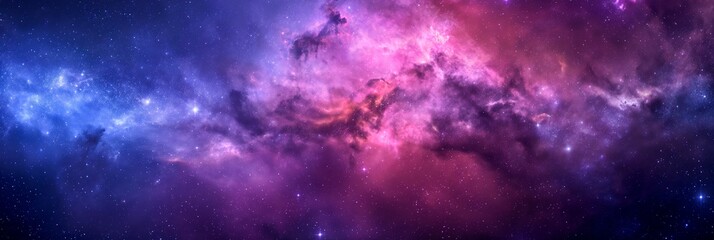 Beautiful outer space background with colorful nebula - AI Generated - obrazy, fototapety, plakaty