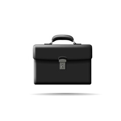 Black classic business briefcase 3D. For business concepts, investments, important documents, and portfolios. Vector