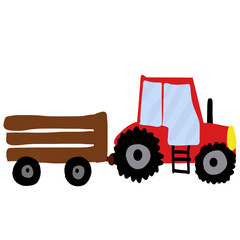 Obraz premium red tractor in the farm