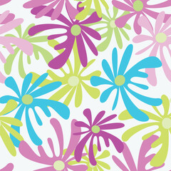 Seamless pattern vertical repeat in vector Soft and gentle botanical blooming garden flowers design