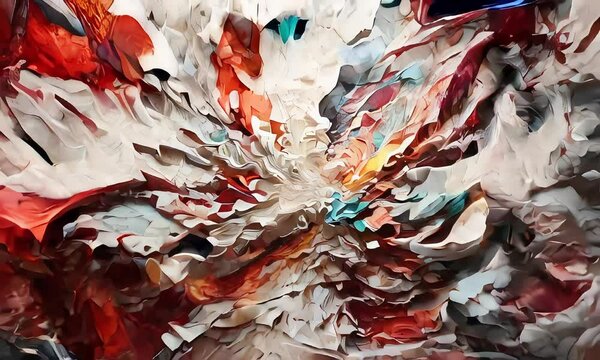 Abstract Symphony: The Dynamic Flow of Vivid Paint on Canvas