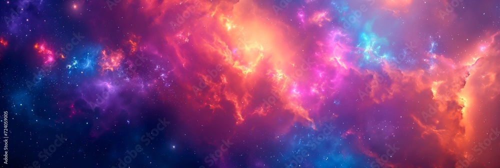 Wall mural beautiful outer space background with colorful nebula - ai generated