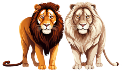 Tiger and Lion. Isolated on a white background png like