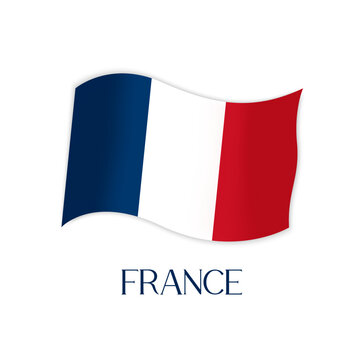 France flag Vector isolated element. Illustration of French tricolor flag and name of country