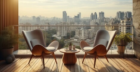 Urban Oasis - Chairs on a Balcony Provide a Tranquil Spot to Bask in the City's Beauty