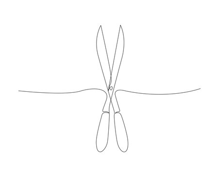 recommend clip art: Continuous one line drawing of secateurs plant. Plant scissors single outline vector illustration. Editable stroke.