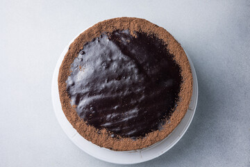 A delicious cake in a restaurant. Close-up