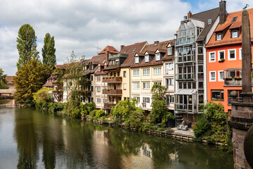 Fototapeta na wymiar A view of the canal in Nurenberg, Germany