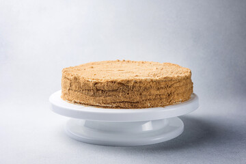 A delicious cake in a restaurant. Close-up