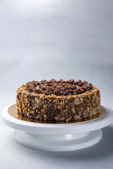 A delicious cake in a restaurant. Close-up