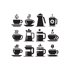 Espresso Harmony: Silhouetted Coffee Moments Celebrating the Richness of Espresso - Coffee Illustration - Coffee Vector

