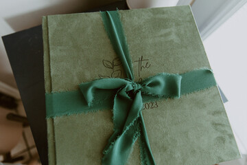 Green Photo Album with ribbon