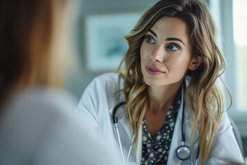 a doctor engaged in patient consultation in a modern hospital room