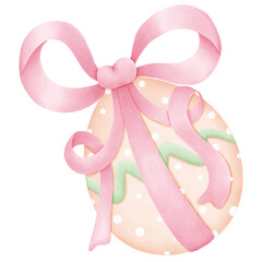 easter egg white pink ribbon 