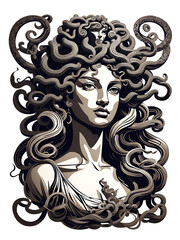 Medusa Gorgon illustration, generative AI	