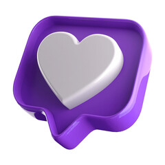 Icon 3d love , 3d like , 3d heart social media , 3D illustration