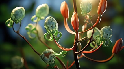 Abstract forms in the form of spring buds and kidneys - obrazy, fototapety, plakaty