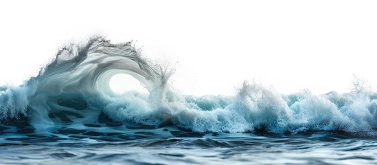 Ocean blue wave isolated on white background. Generated AI image