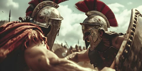 Fotobehang Gladiators fighting in battle © Sarah