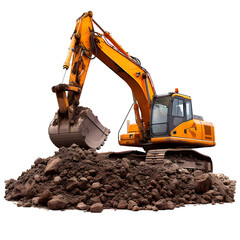 Construction site excavation isolated on white background, detailed, png
