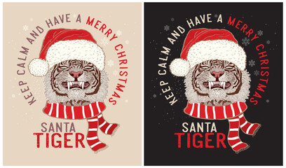 Keep Calm and Have a Merry Christmas - Santa Tiger