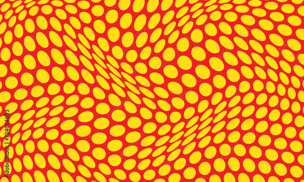 Aufkleber abstract repeatable yellow polka dot wave pattern on red.