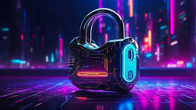 Futuristic Digital Padlock. Cyber Security Technology for Fraud Prevention and Privacy Data Network Protection. Digital Security Data Encryption.