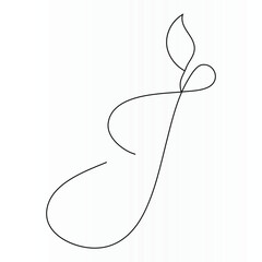 Continuous single line drawing of letter candle light design and out line vector art illustration	