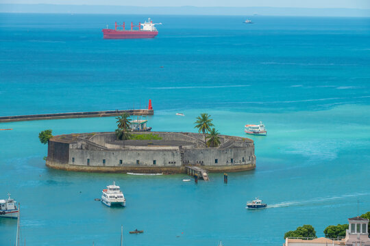 Forte S&atilde;o Marcelo, an ancient fortress protecting the harbor of Salvador, Bahia, Brazil