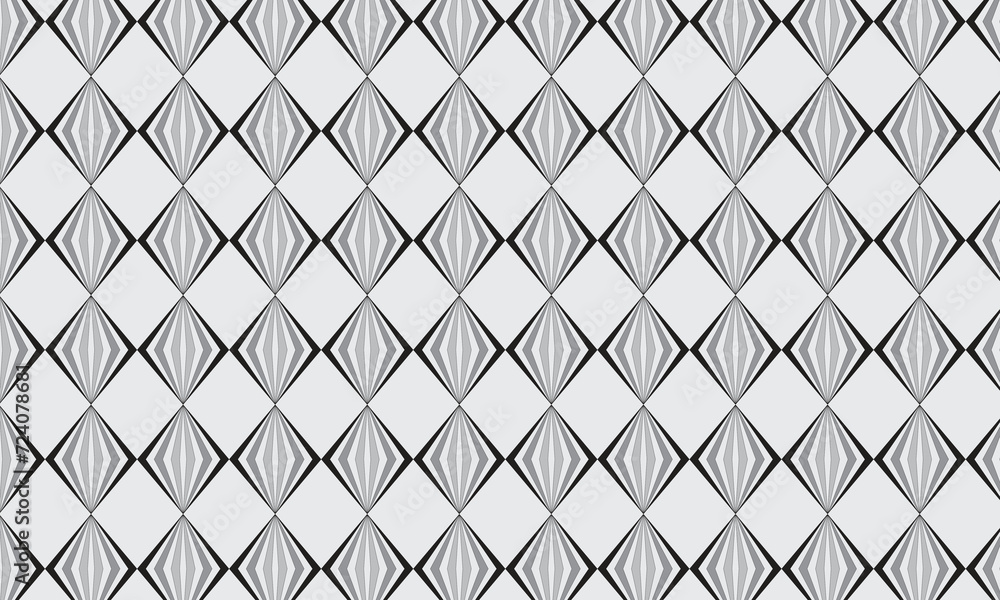 Poster abstract repeatable geometric black grey rhombus pattern on grey.