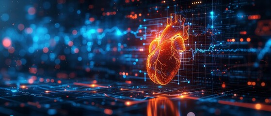 AI in Healthcare. Integration of AI in diagnostics and personalized medicine. Digital stethoscope with AI circuitry and data lines,generative ai - obrazy, fototapety, plakaty