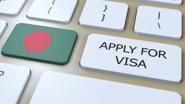 Bangladesh Apply for Visa Concept. Visa of Country or Government with National Flag