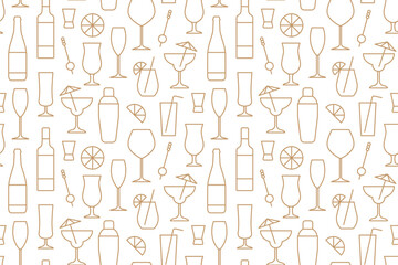 seamless pattern with alcoholic beverages and cocktails- vector illustration - 724080041