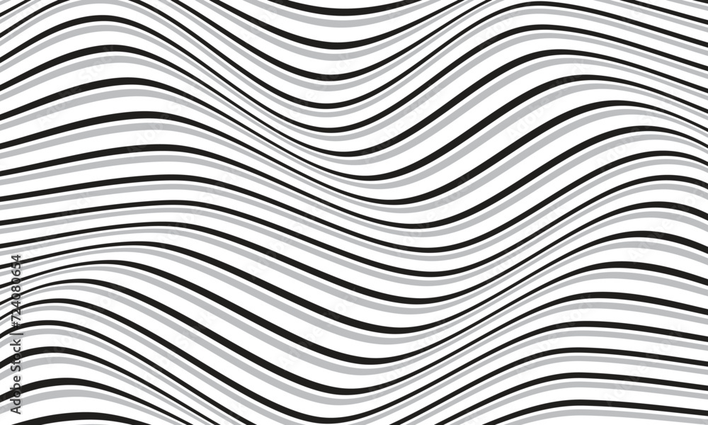 Poster abstract repeatable geometric diagonal black grey line wave pattern.