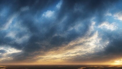 Naklejka na ściany i meble dramatic panoramic skyscape with dark stormy clouds