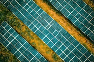 realistic stock photo, solar panels, modern color palette, top view