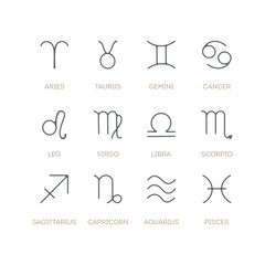 Set of zodiac signs icons. 