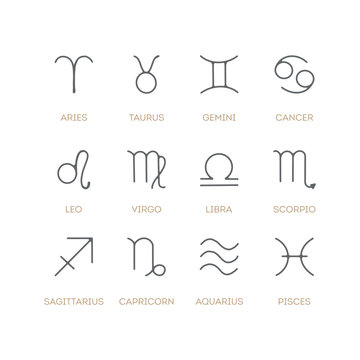 Set of zodiac signs icons. 