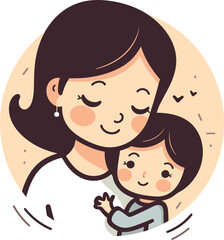 Serene Motherhood Moments in VectorsAffectionate Motherly Embrace Vector Graphics