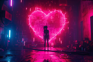 Futuristic neon valentine, graffiti artist