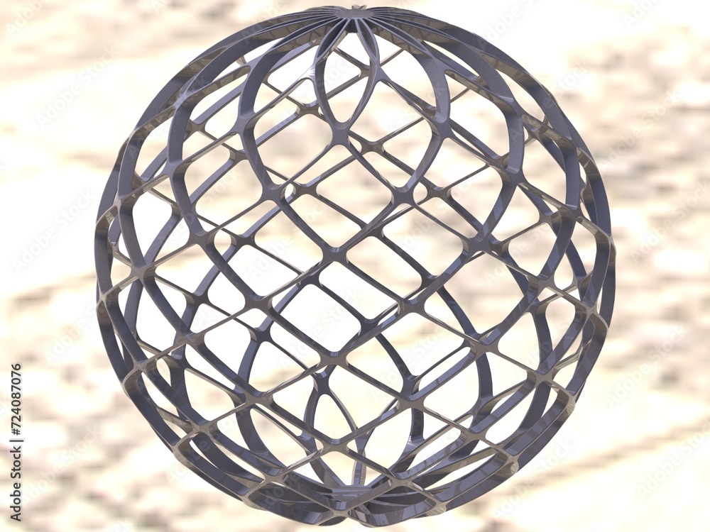 Poster wireframe shape geo complex twisted sphere 3d print model