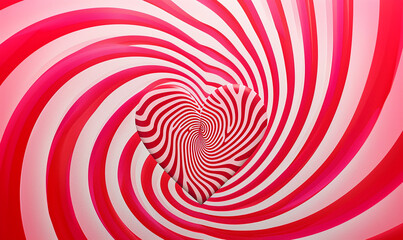 red and white spiral lines and heart